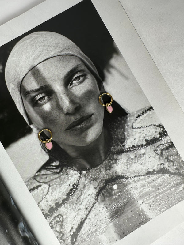 Mini Pendientes Candado Corazón Rosa