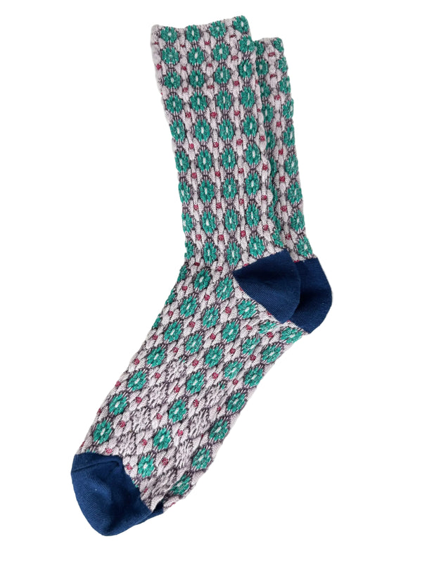 Calcetines Mujer Flores Fruncidas Rosa Turquesa