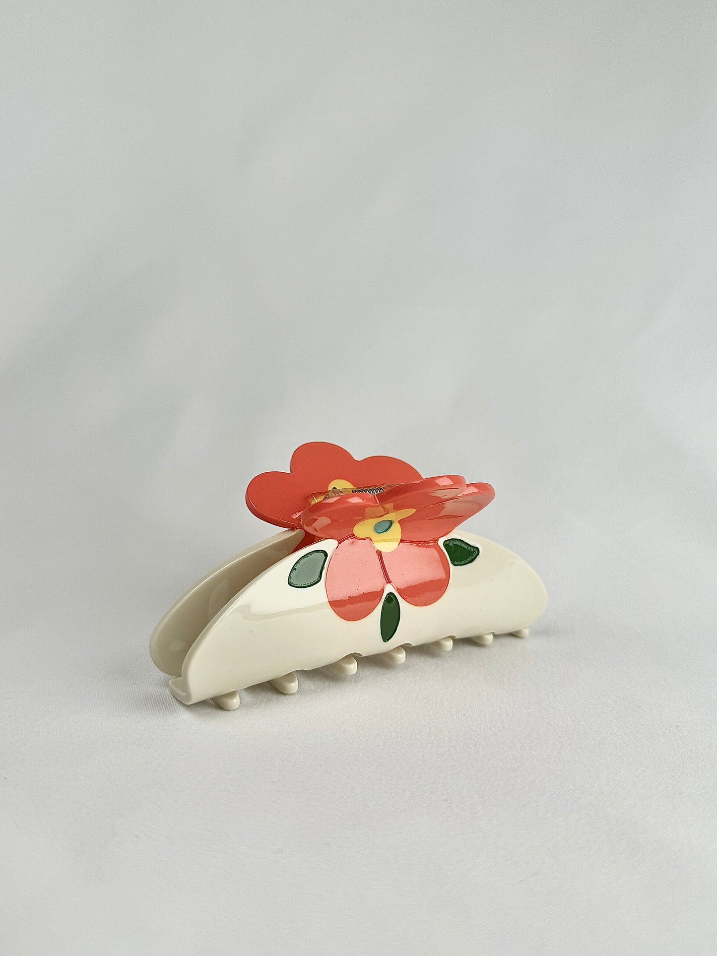 Pinza de Pelo Crema Flor Naranja