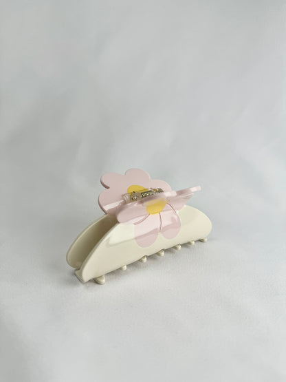 Pinza de Pelo Crema Flor Rosa