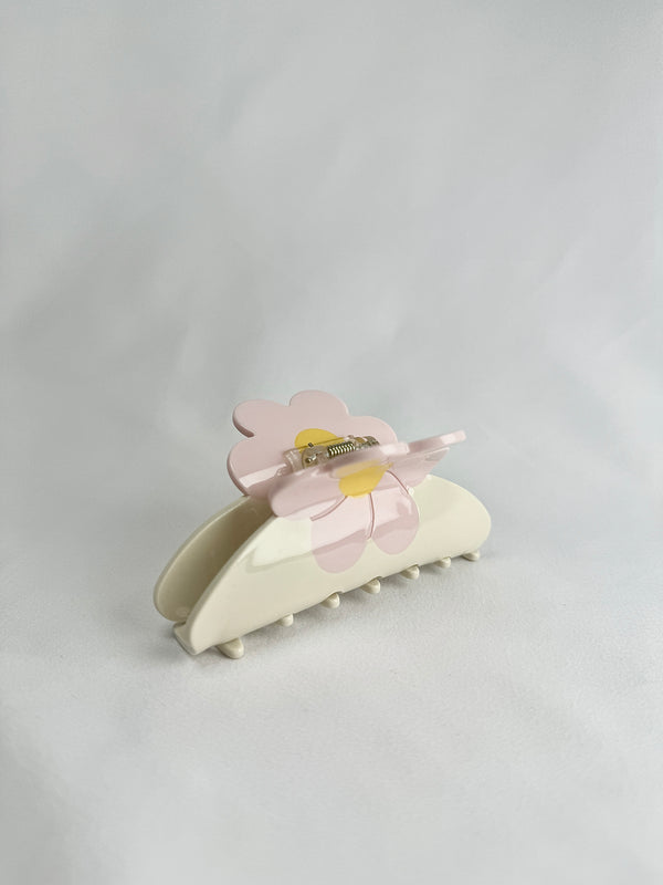 Pinza de Pelo Crema Flor Rosa