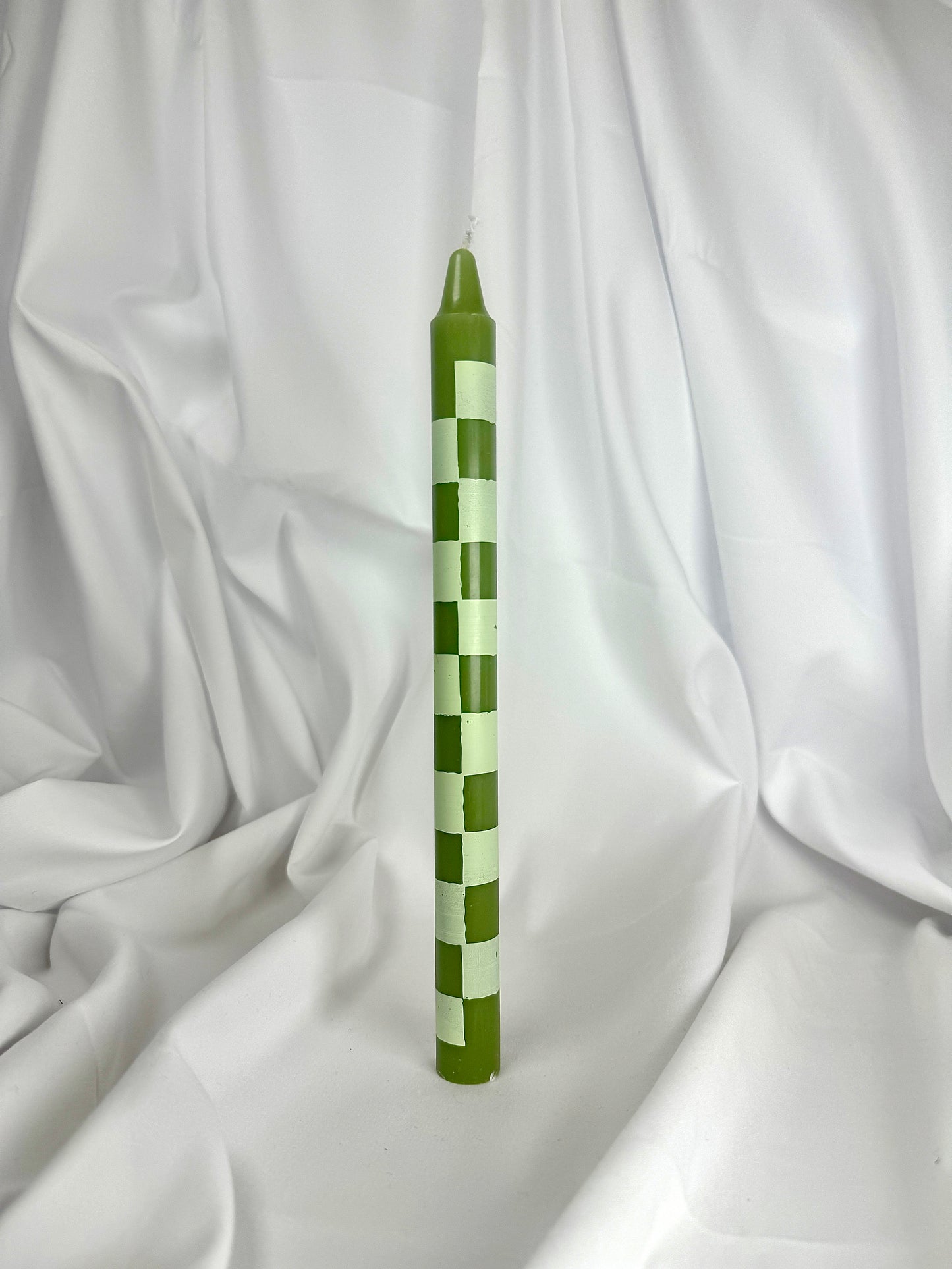 Vela de Candelabro Damero Cuadros Verde