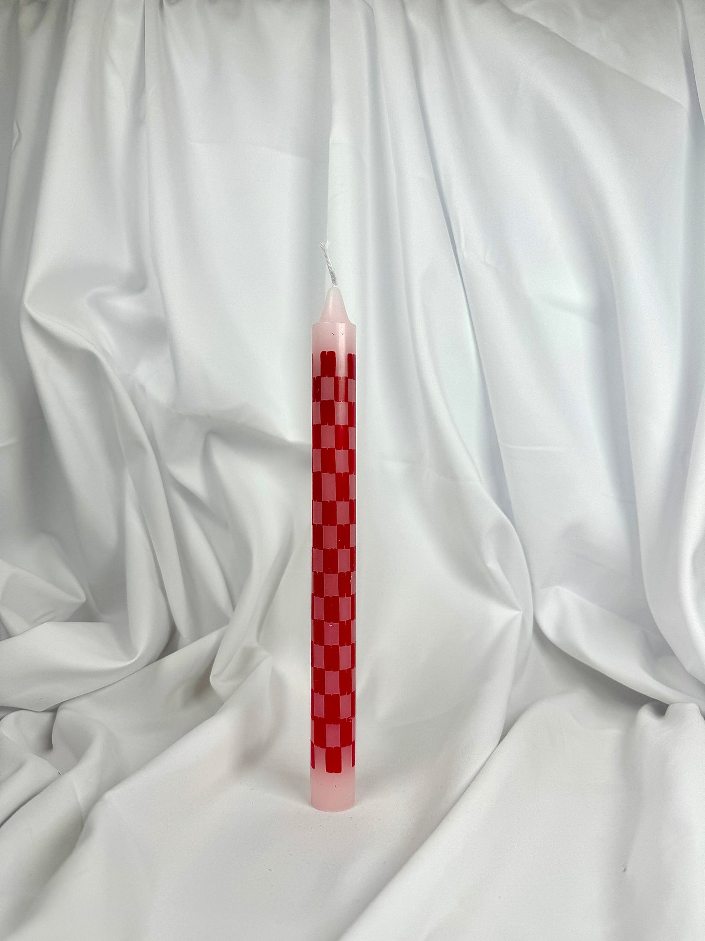 Vela de Candelabro Damero Cuadros roja