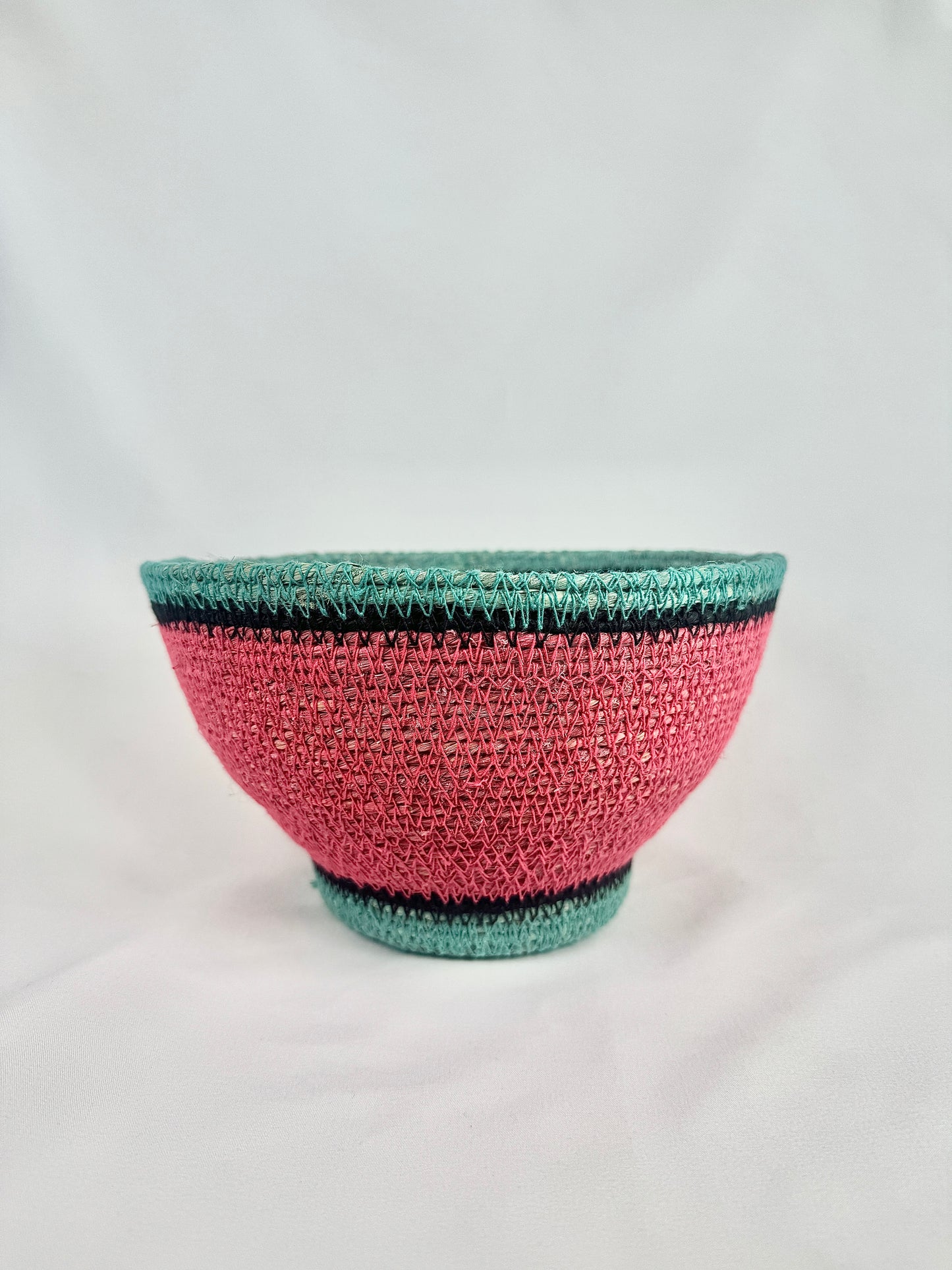 Cuenco Yute Bicolor Rosa Turquesa