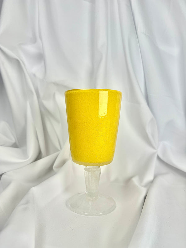 Copa Cristal Amarillo Base Blanca