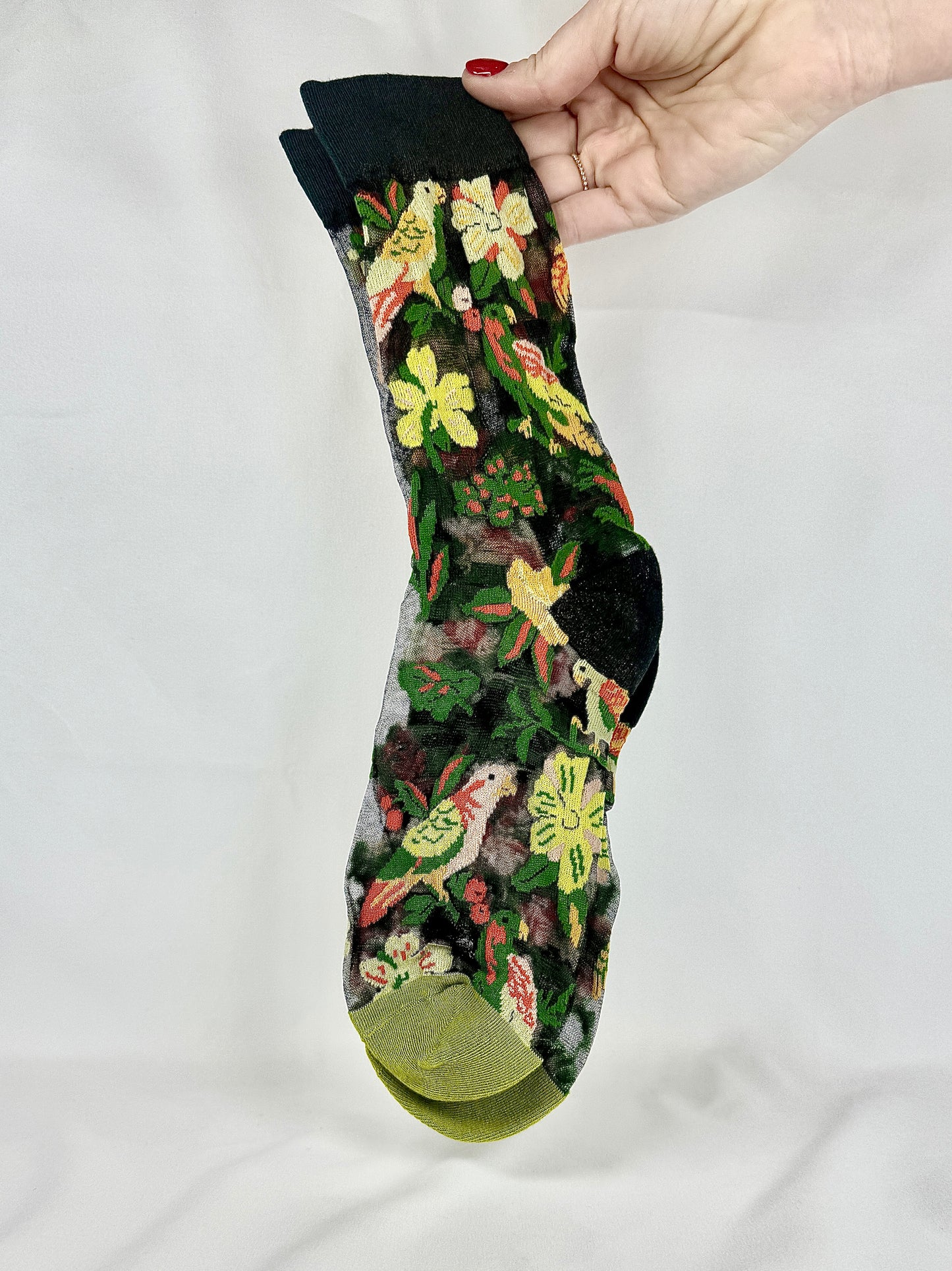 Media Transparente Bosque Puntera Verde Claro