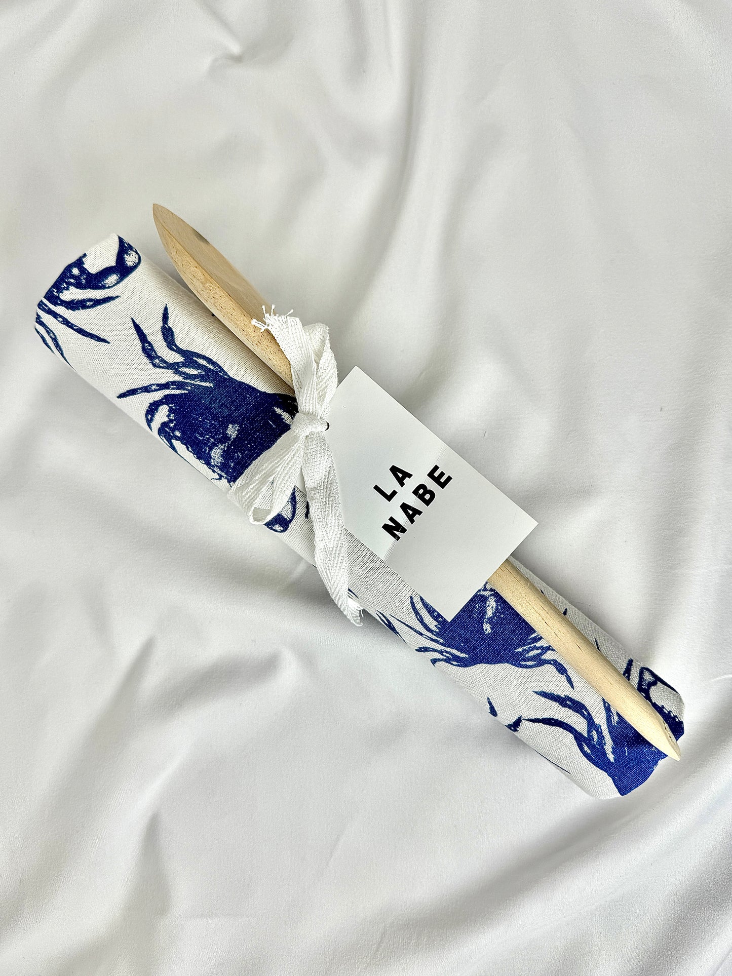 Trapo Estampados Cangrejo en Azul con Cuchara de Madera
