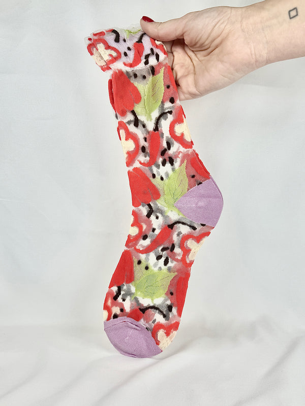 Media Transparente Frutal Roja