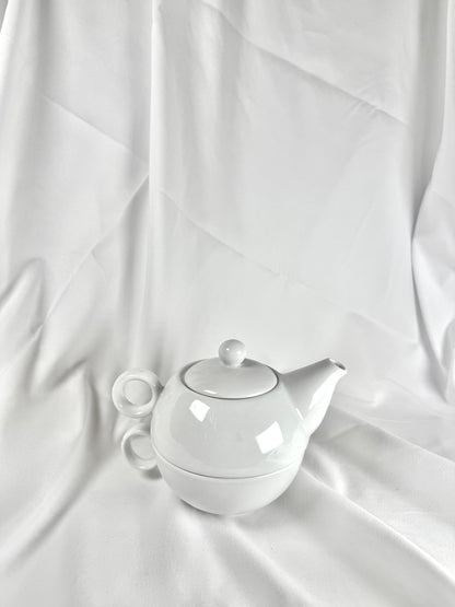Tetera con Taza Incorporada Blanca