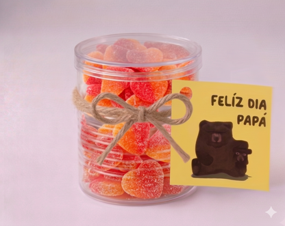 Bote o Lata de Caramelos con Mensaje Feliz Día Papá