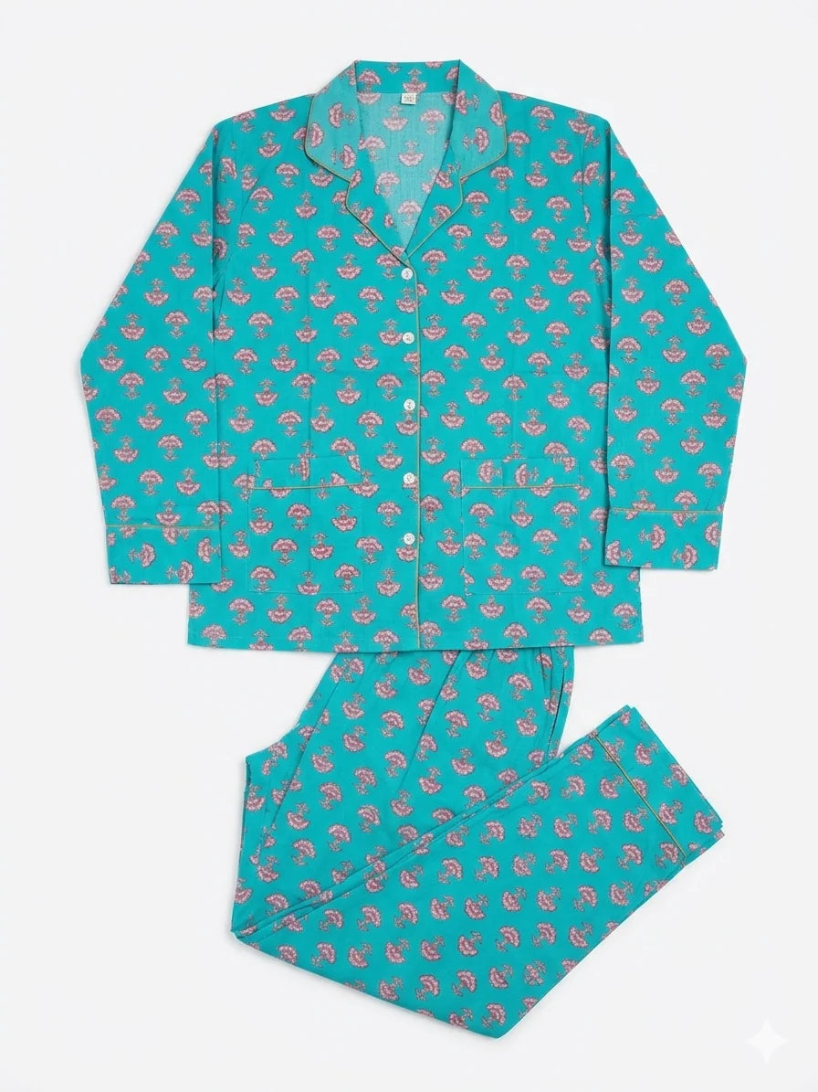 Pijama Indio Estampado con Funda Estampada Manga Corta Pantalón Corto