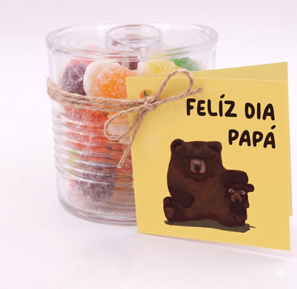 Bote o Lata de Caramelos con Mensaje Feliz Día Papá