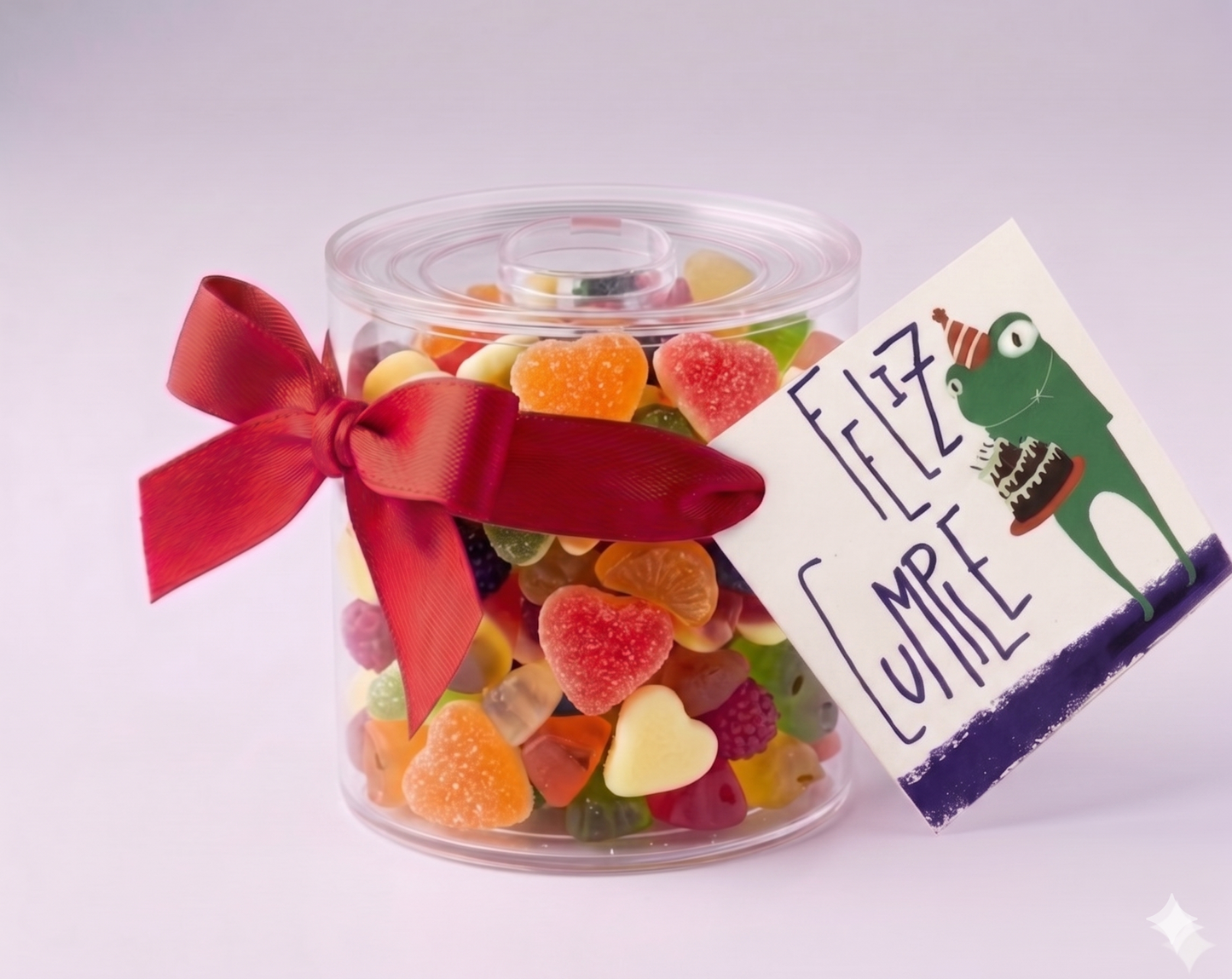 Bote o Lata de Caramelos con Mensaje Feliz Cumple Rana