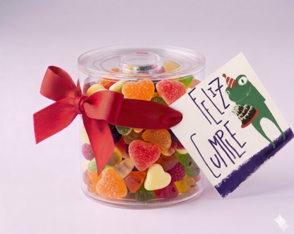 Bote o Lata de Caramelos con Mensaje Feliz Cumple Rana
