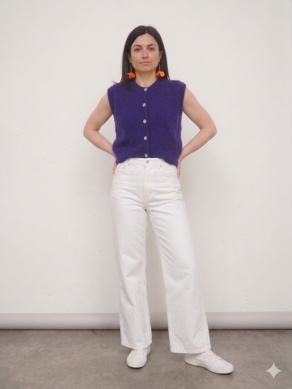 Chaleco Mohair Morado con Botones