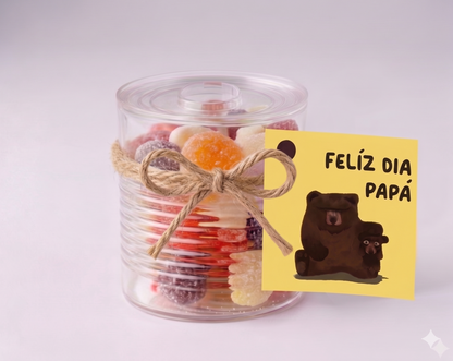 Bote o Lata de Caramelos con Mensaje Feliz Día Papá