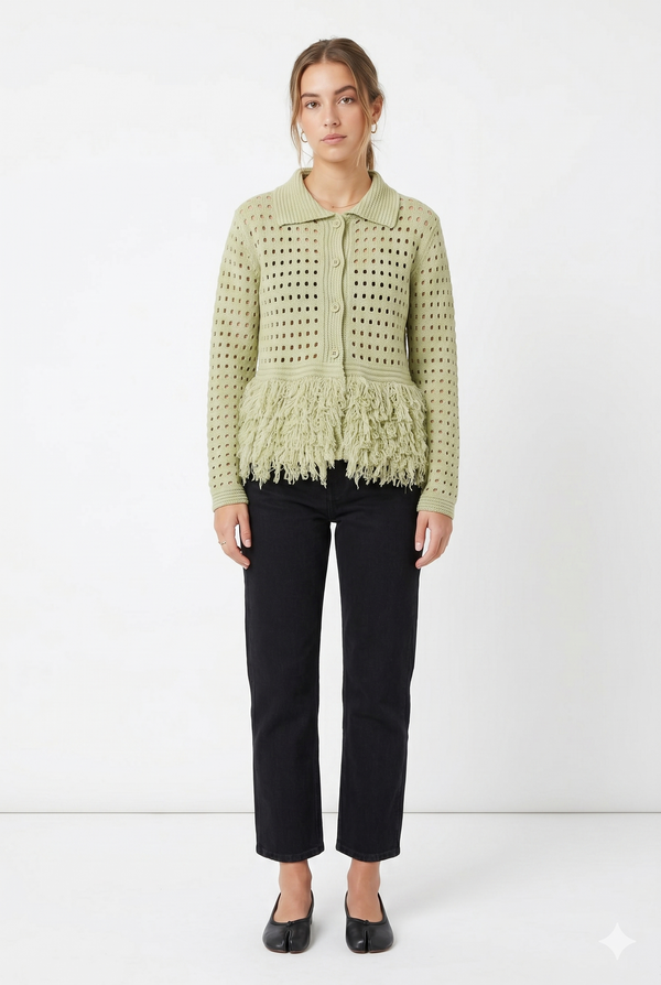 Chaqueta Flecos Verde Mint