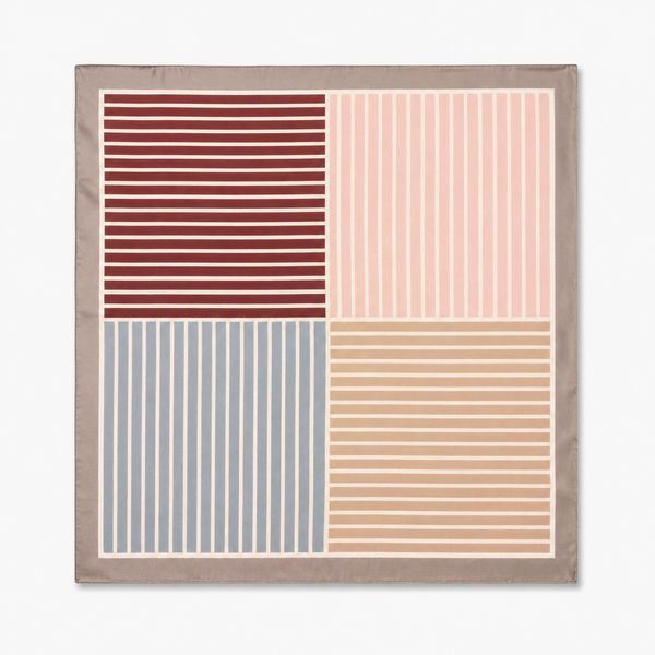 Pañuelo Cuadrantes con Rayas Marrón Rosa Azul