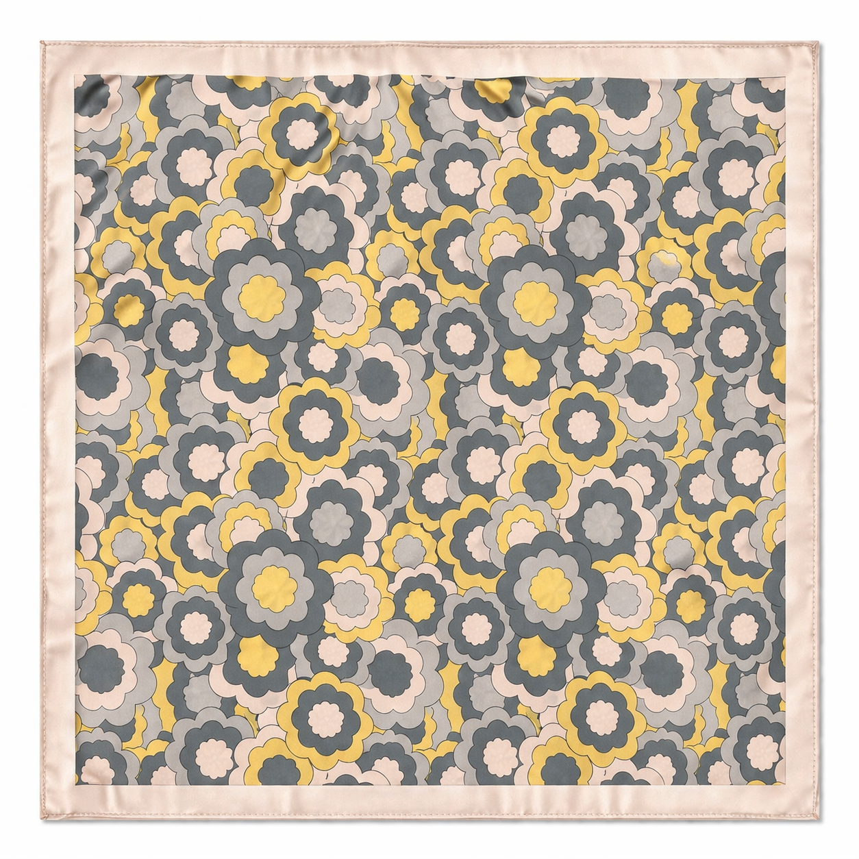 Pañuelo Nubes Flores Marrones Rosa y Amarillo