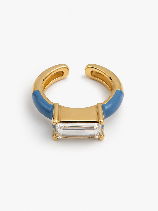 Anillo Ajustable Con Piedra Rosa Rectangular