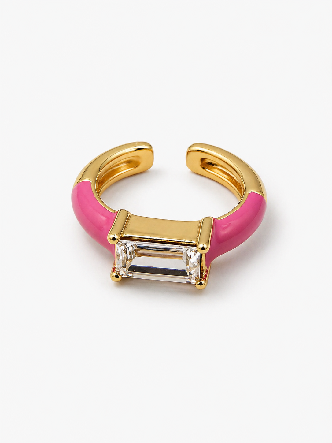 Anillo Ajustable Con Piedra Rosa Rectangular
