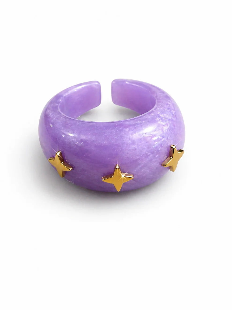Anillo Resina con Adornos en Forma de Destello Dorados