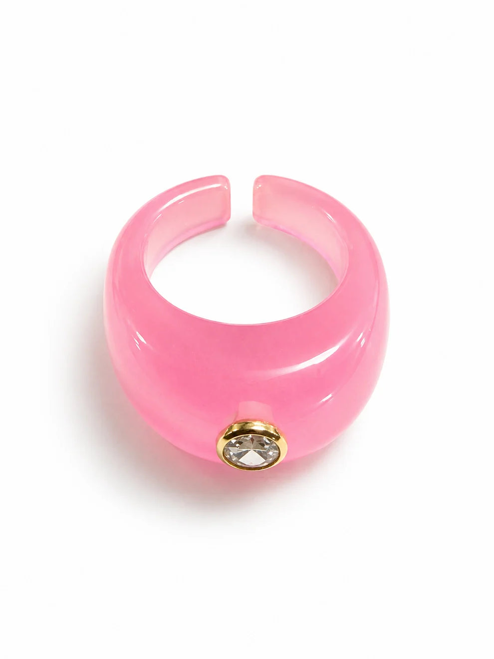 Anillo Resina Transparentoso con Brillante en Medio