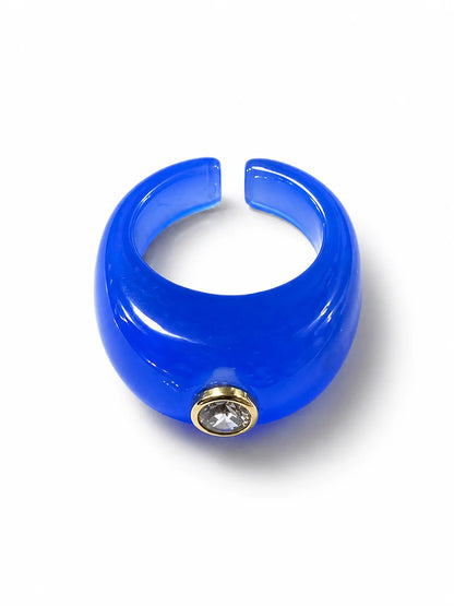 Anillo Resina Transparentoso con Brillante en Medio