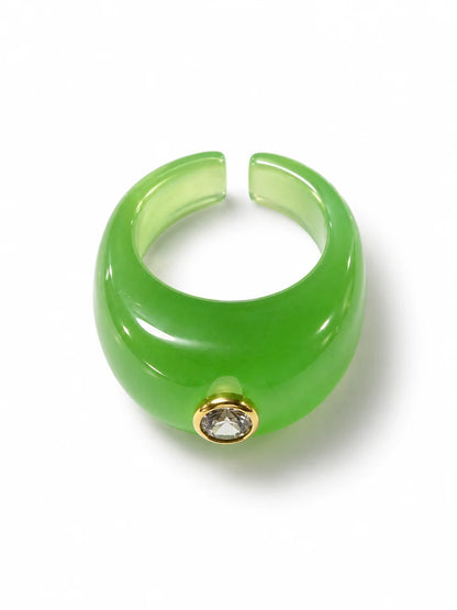 Anillo Resina Transparentoso con Brillante en Medio