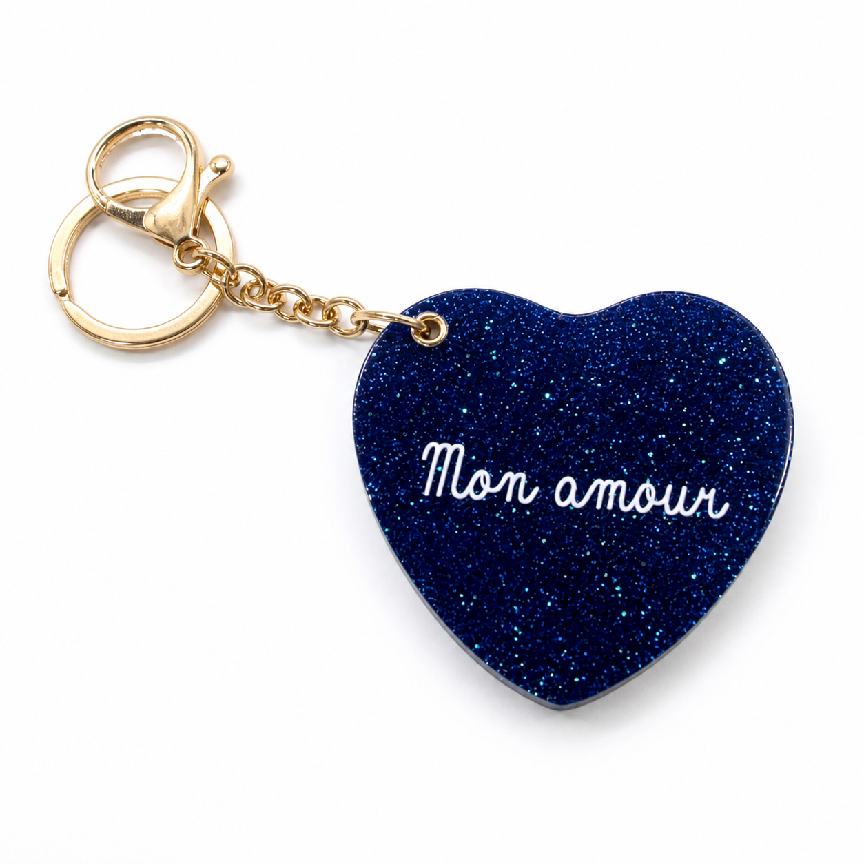 Llavero Espejo Azul Purpurina Mon Amour