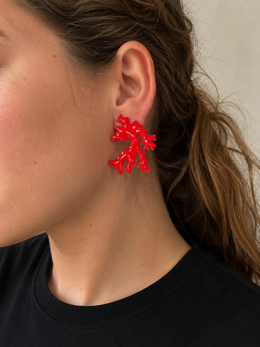 Pendientes Coral Rojo