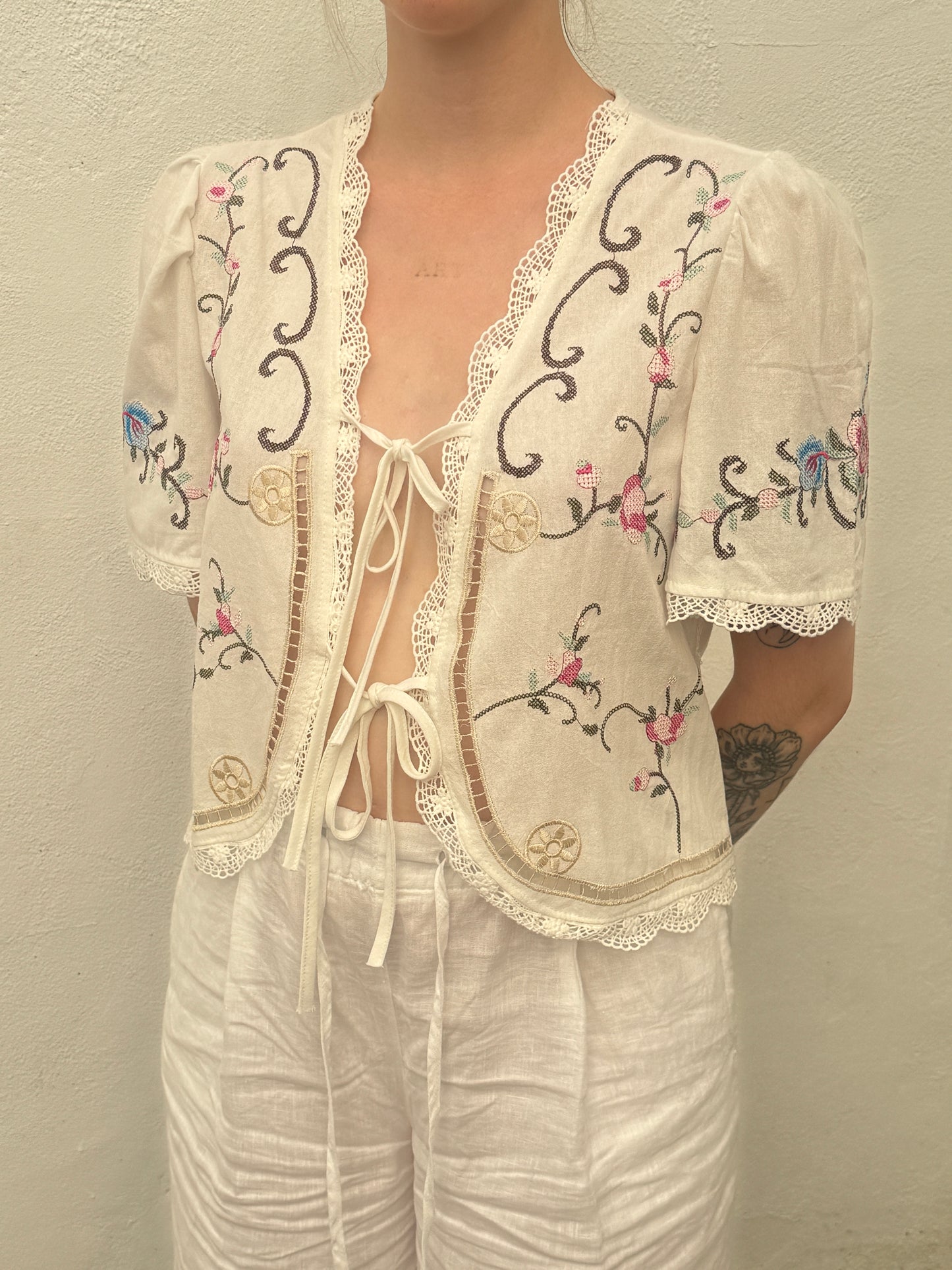 Blusa Mantel Punto de Cruz