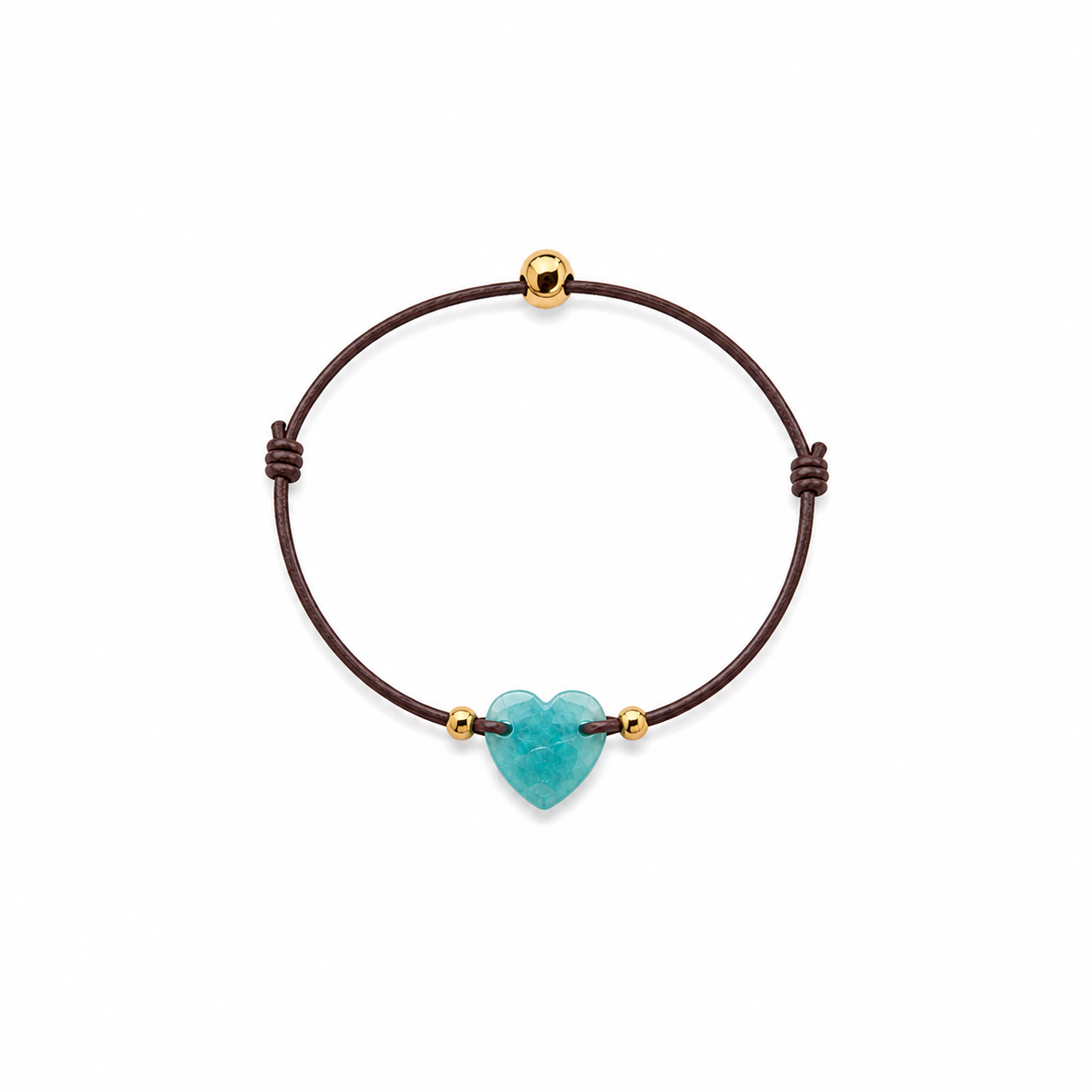 Pulsera Elástica Marrón Corazón Turquesa