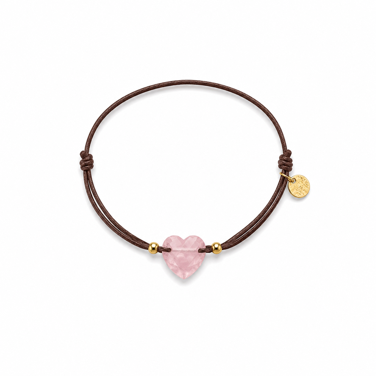 Pulsera Elástica Marrón Corazón Rosa