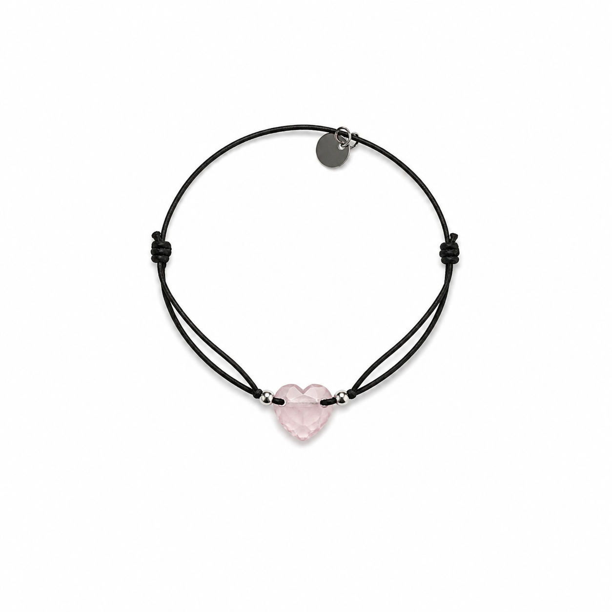 Pulsera Elástica Negro Corazón Rosa