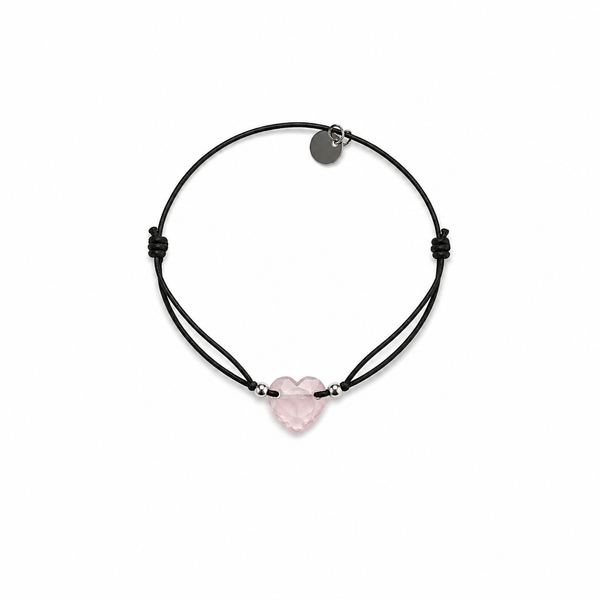 Pulsera Elástica Negro Corazón Rosa