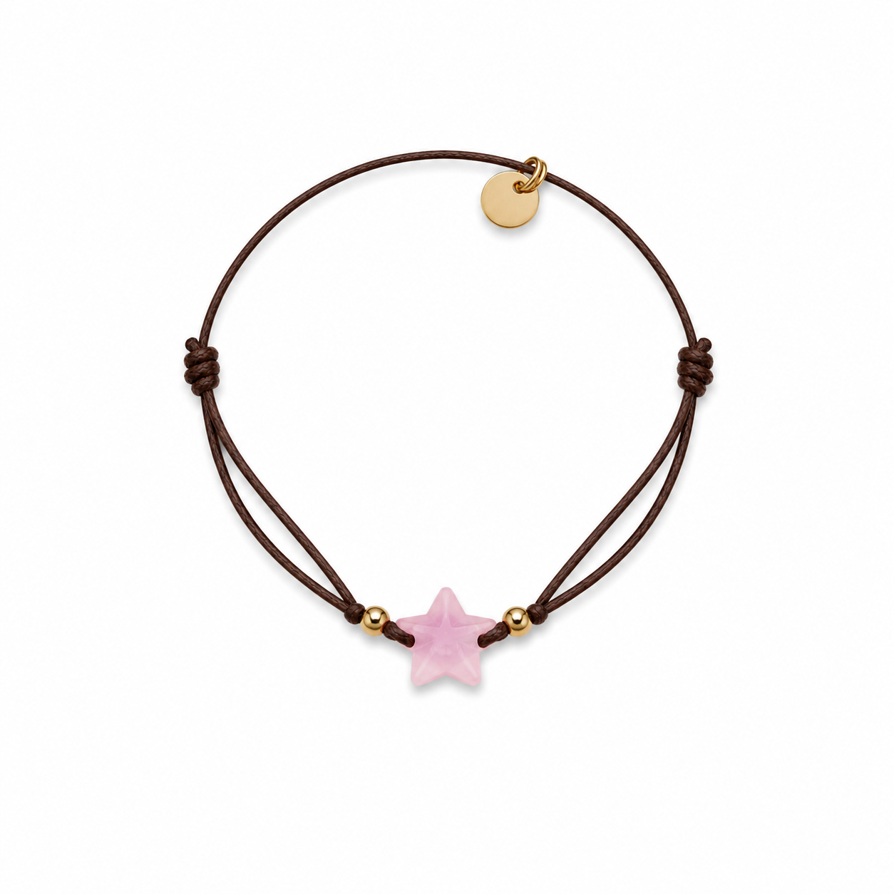 Pulsera Elástica Marrón Estrella Rosa