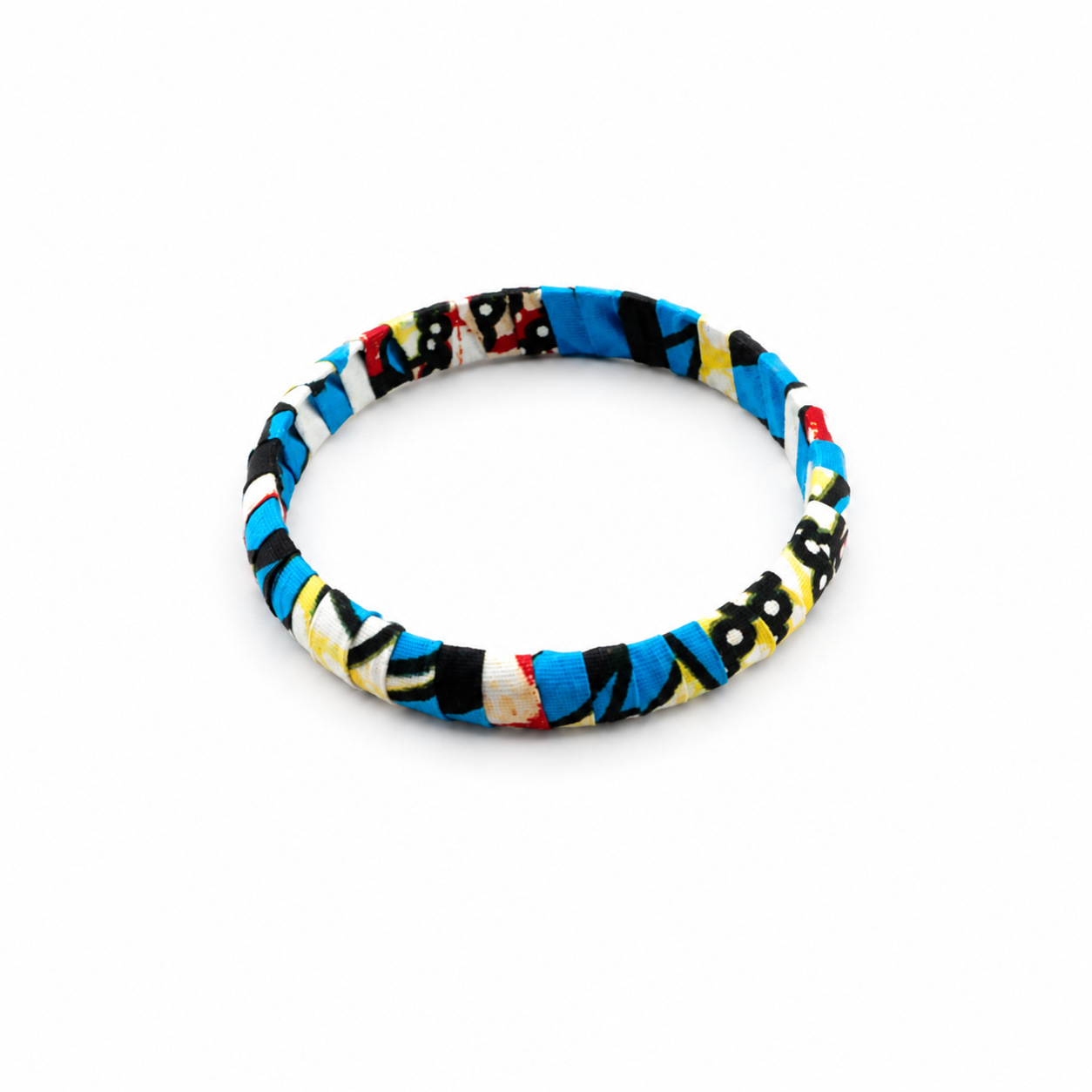 Pulsera Brazalete Tela Wax Africana Azul Fina