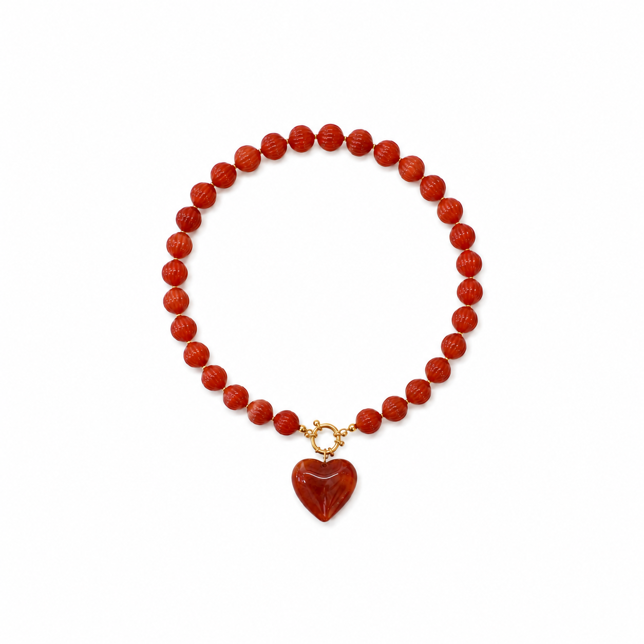 Collar Bolas Marrón con Corazón