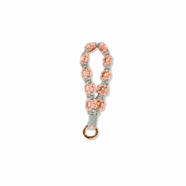 Mint Green Crochet Flower Keychain Pink Flowers
