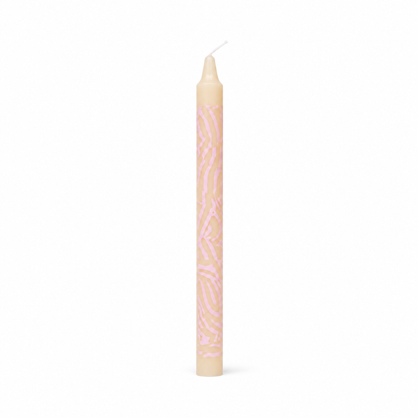 Vela de Candelabro Beige con Cebra Rosa