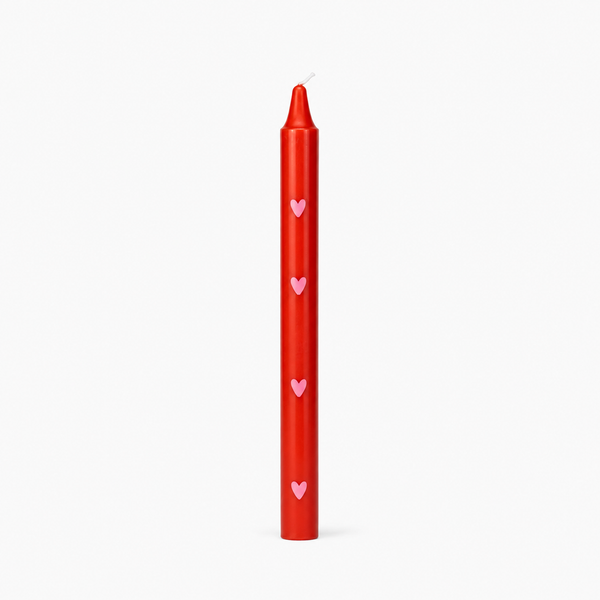 Vela de Candelabro Rojo Corazones Rojos
