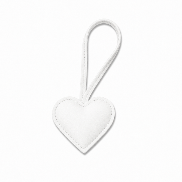 White Heart Charm Keychain
