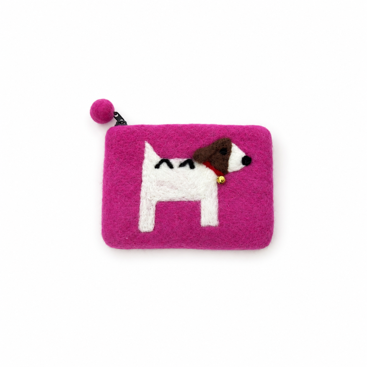 Monedero Lana Fieltro Perro Fucsia