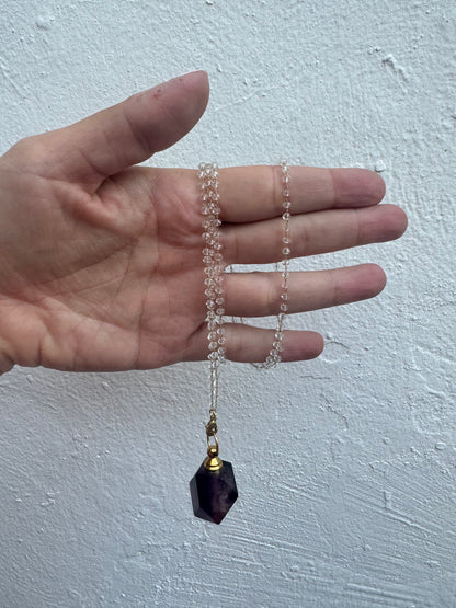 Collar Perfumero Morado Cadena Cuentas Cristal