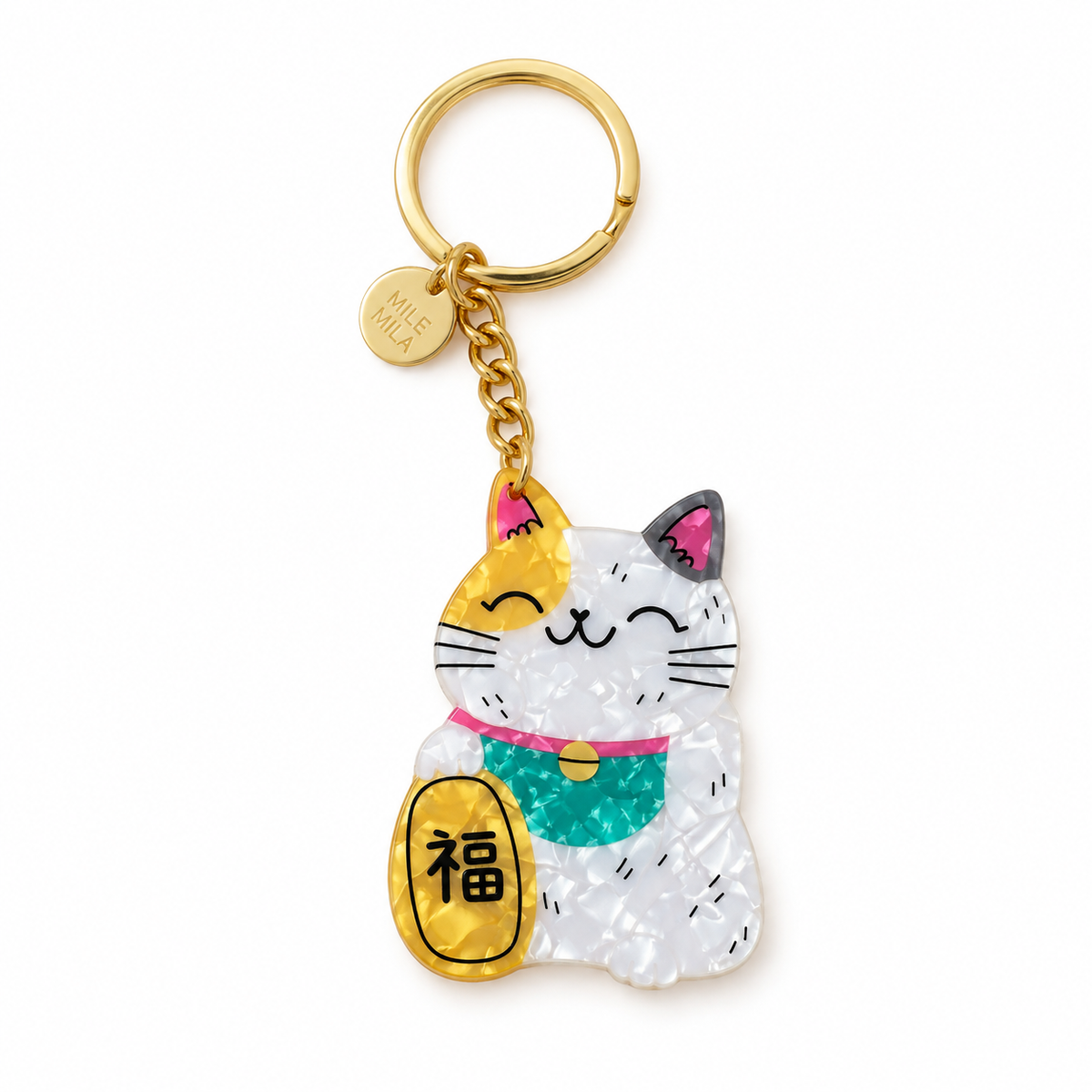 Llavero Acetato Gato de la Suerte