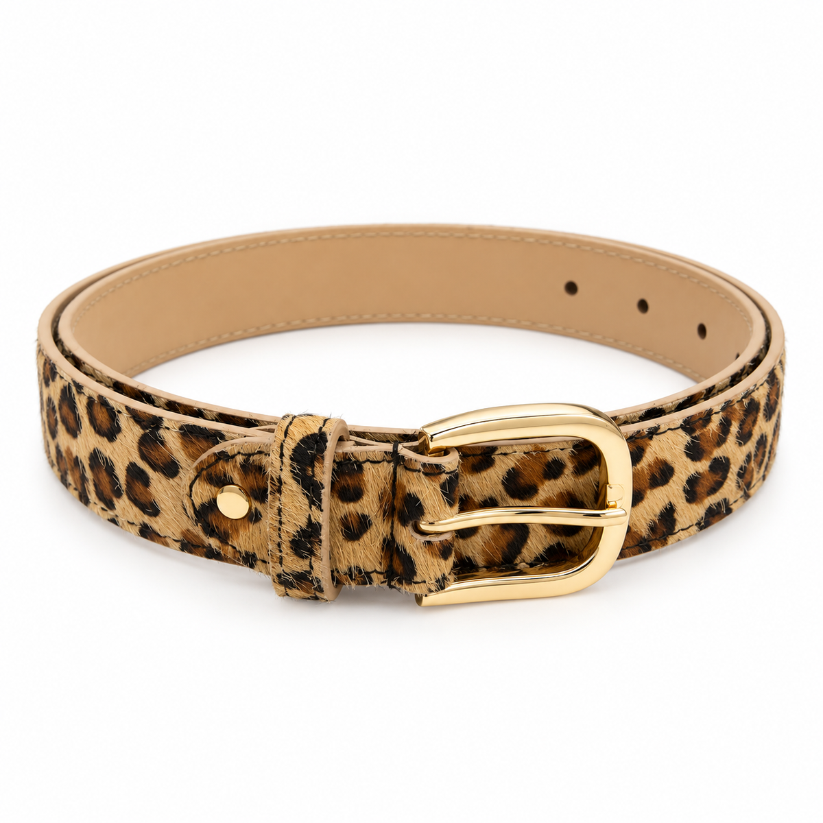 Cinturón Piel Pelo Animal Print Leopardo