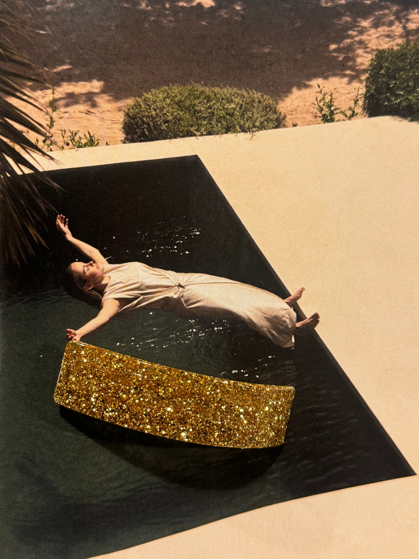 Pasador Rectangular Purpurina Dorado