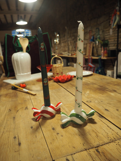 Vela de Candelabro Blanca con Guirnalda Luces Navideñas