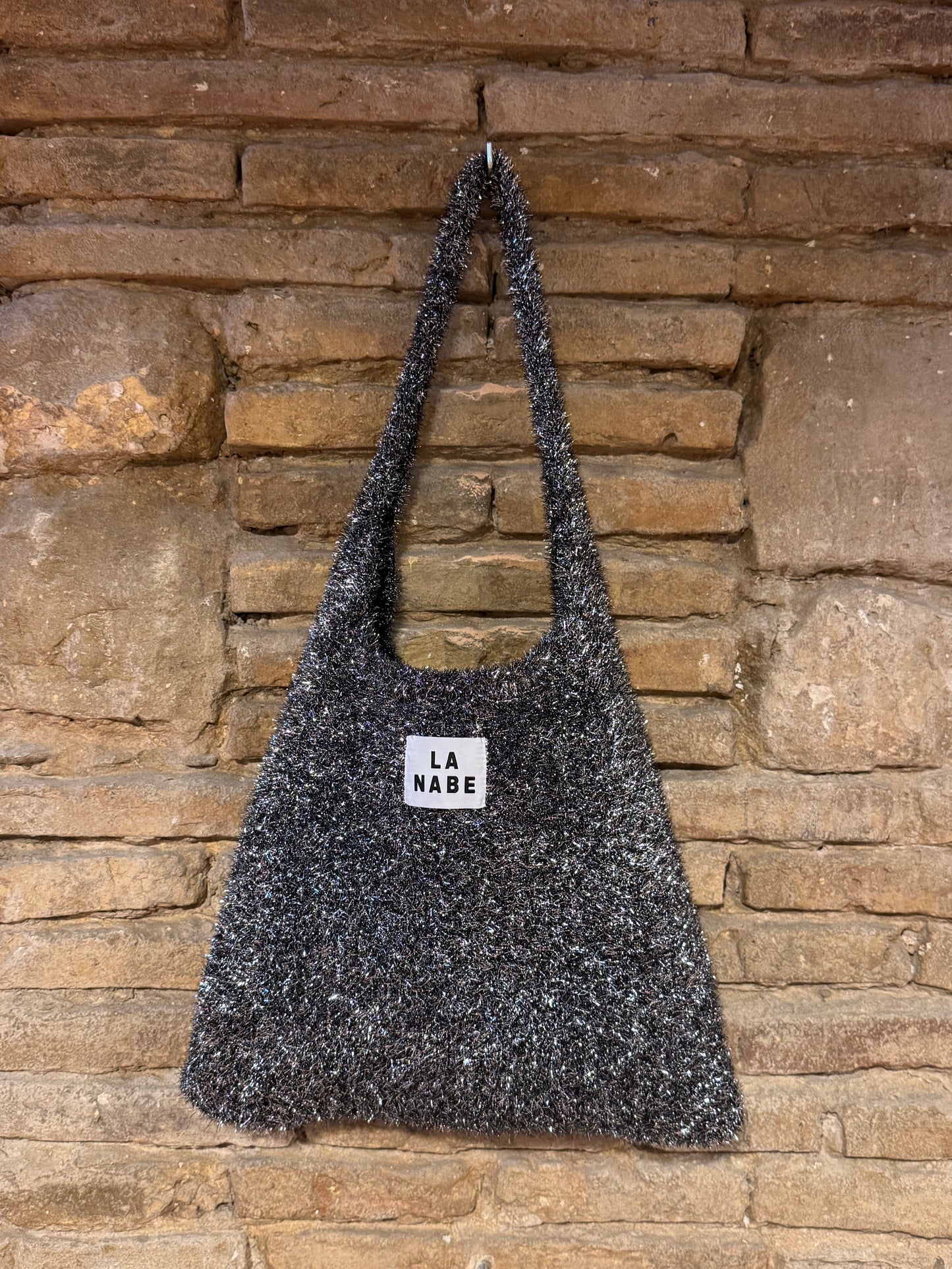 Bolso Purpurina Plateado Oscuro